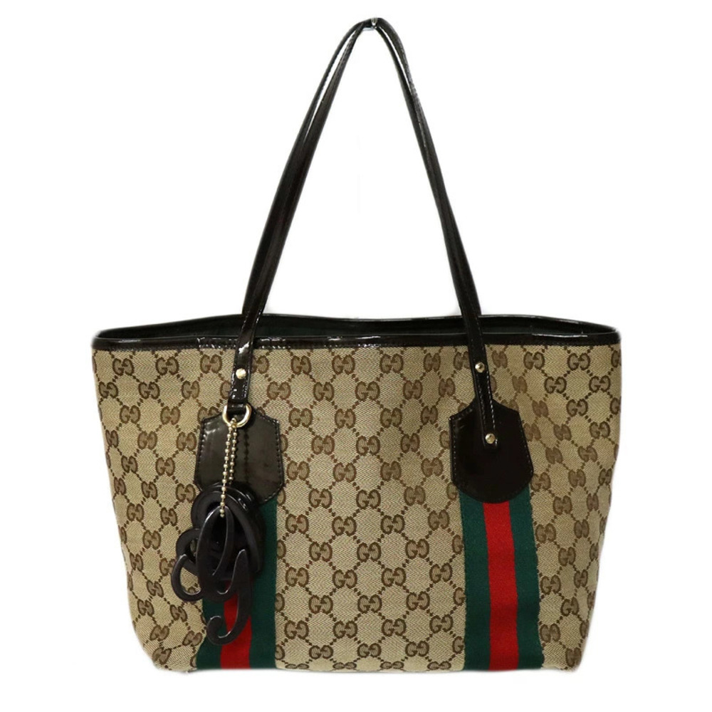 Gucci Jolie Tote Bag GG canvas prominent web stripe brown
